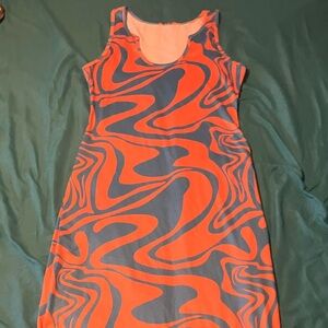 Abstract Orange and Blue Women's Dress size medium
